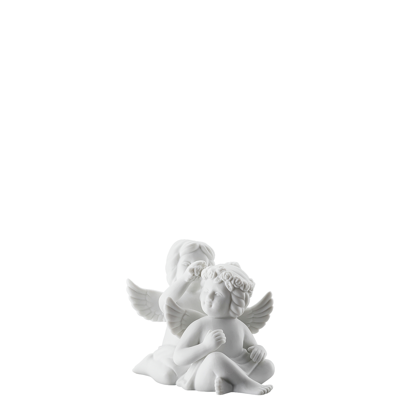 Engelpaar mit Blumen Engel klein Weiss matt Rosenthal