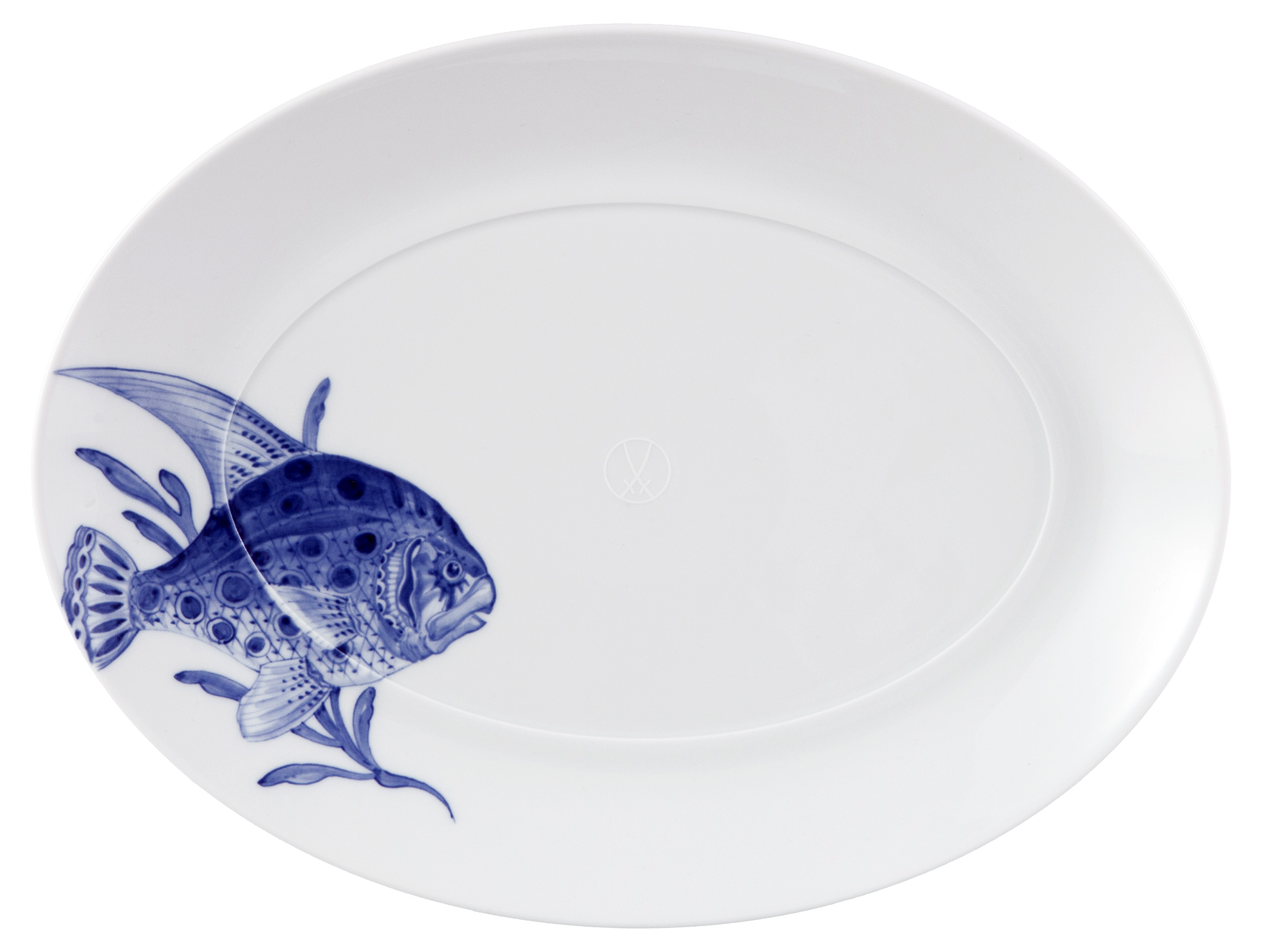 Platte 32cm, oval, Motive Fisch Cosmopolitan Blue Treasures Meissen
