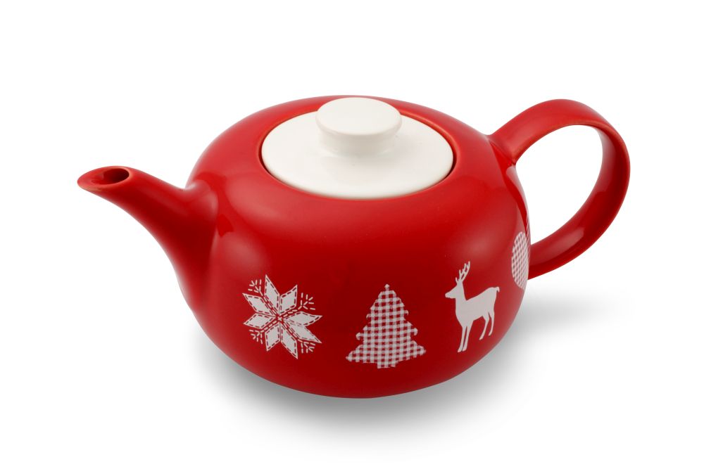 Teekanne 1,25 l Happymix Weihnachten Rot Friesland Porzellan