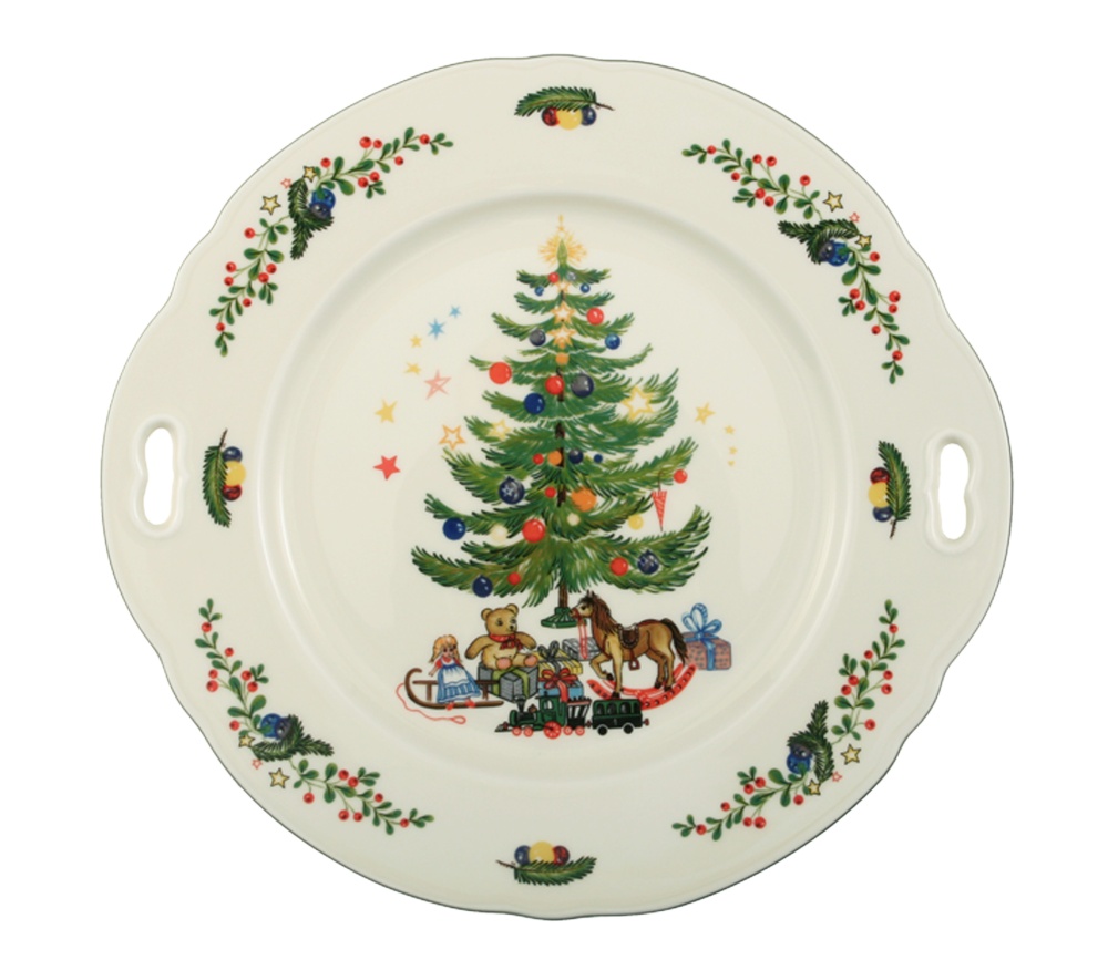 Kuchenplatte rund mit Griff 27x26 cm Marieluise Weihnachten Seltmann Weiden