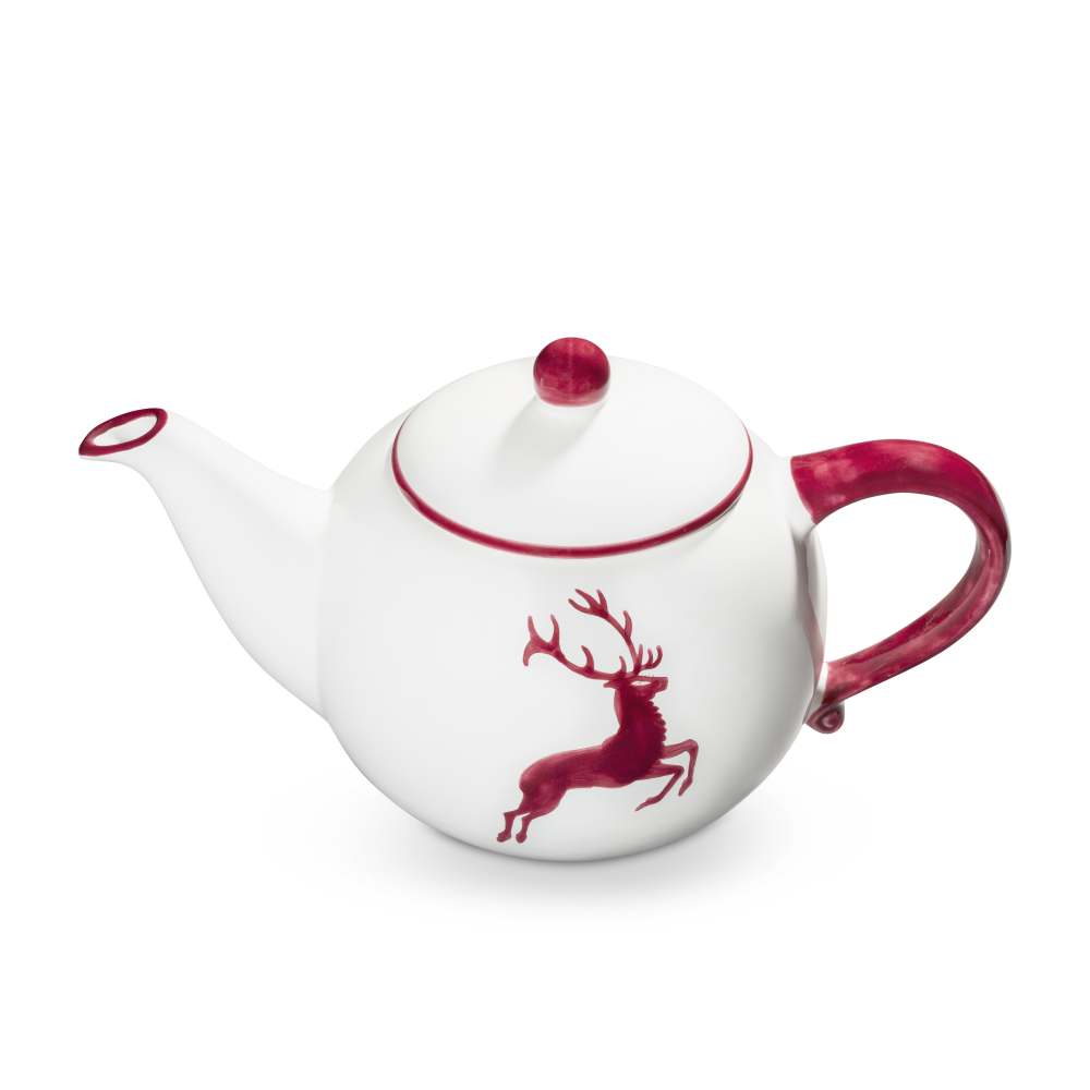 Bordeauxrot Hirsch, Teekanne 1,5L - Gmundner Keramik