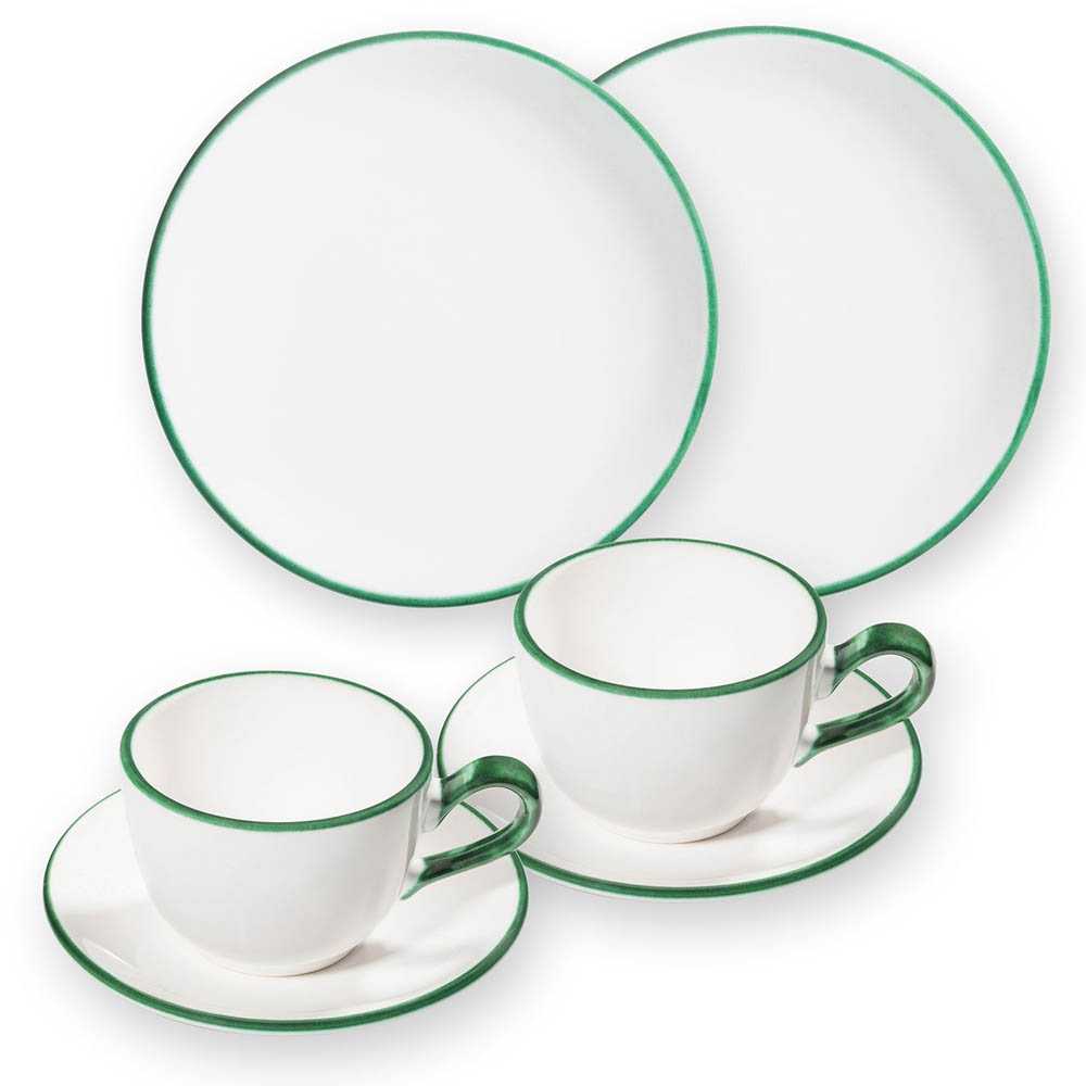 Grüner Rand, Frühstück für 2 Cup - Gmundner Keramik