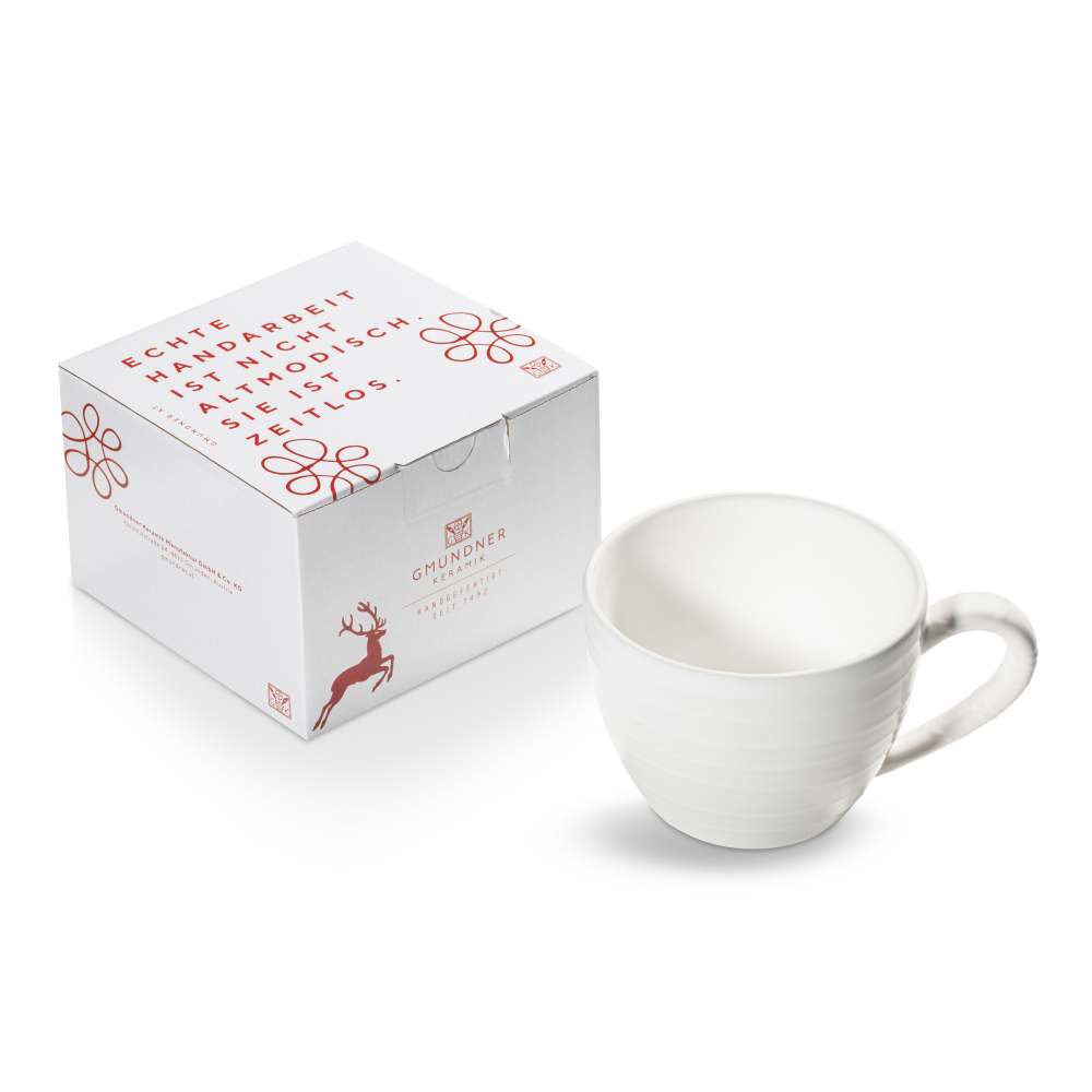 Weißgeflammt, Teetasse Maxima (0,4 L) - Gmundner Keramik