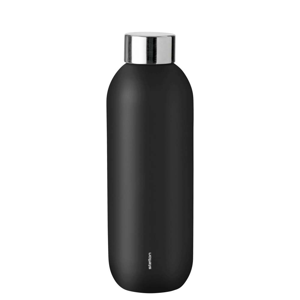 Trinkflasche, 0,6 l. Keep Cool d. steel Black Stelton